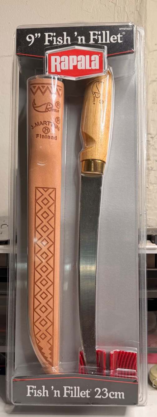 Rapala 9" Fish 'n Fillet Knife with Leather Sheath and Sharpener